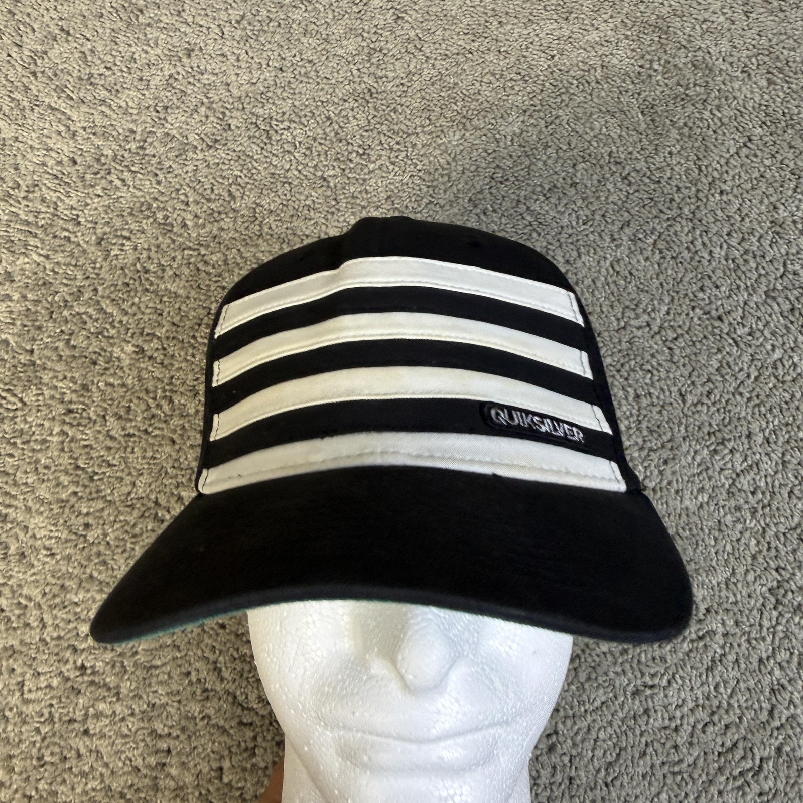 Quiksilver Hat Cap Strap Back Mens One Size Black Striped Cotton Twill
